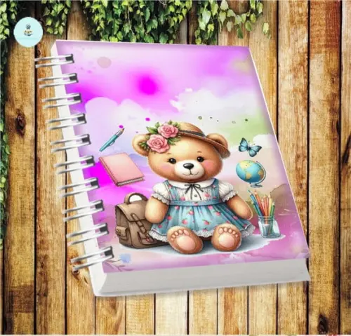 Volta às Aulas Arquivo Digital Combo Agenda Ursa, Aquarelado