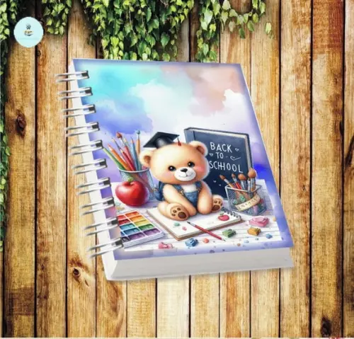 Volta às Aulas Arquivo Digital Combo Agenda Urso, Aquarelado