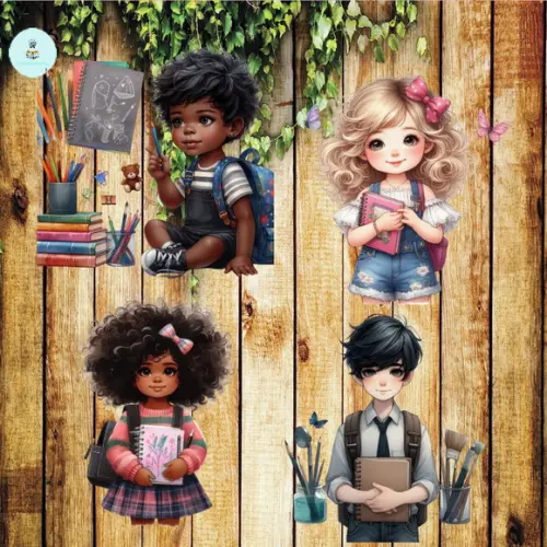 Volta às Aulas Kit Digital com 36 Personagens e 19 Elementos