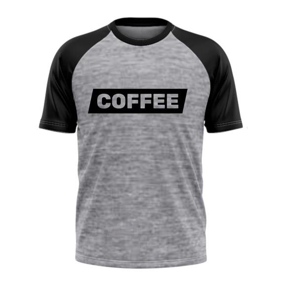 Camiseta Cinza c/ Manga Preta Poliéster Personalizada