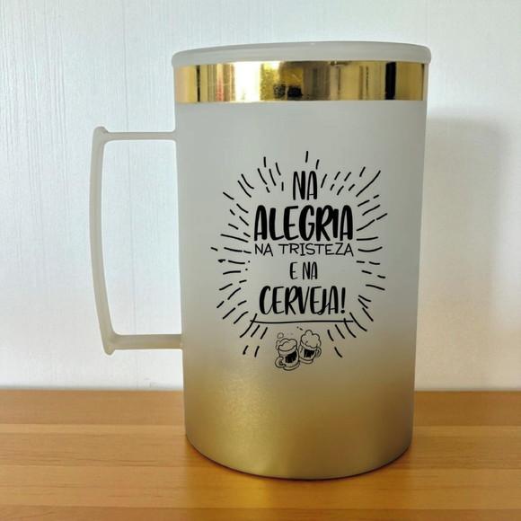 Caneca Acrílica Degradê Dourada com Borda