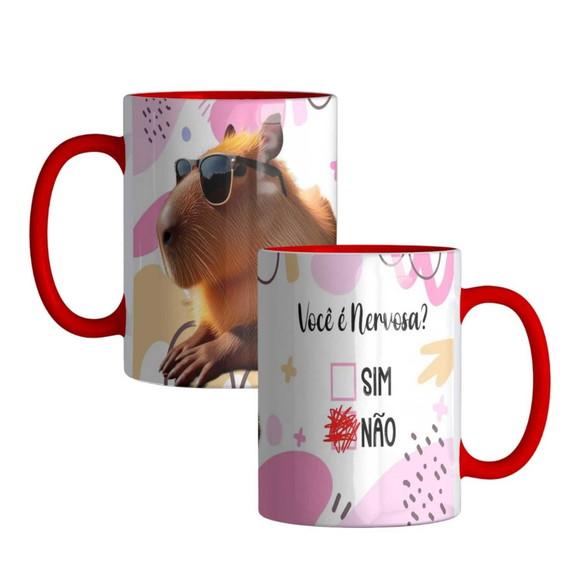Caneca com Interior e Alça Vermelha Personalizada