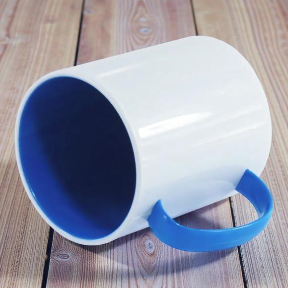 Caneca de Polímero 325ml com Interior e Alça Azul