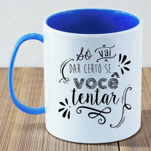 Caneca de Polímero 325ml com Interior e Alça Azul