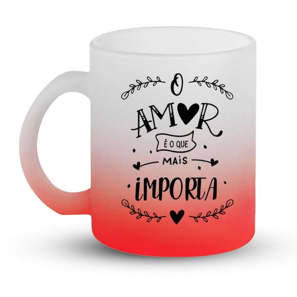 Caneca de Vidro Jateada Degradê Dia dos Namorados Duo