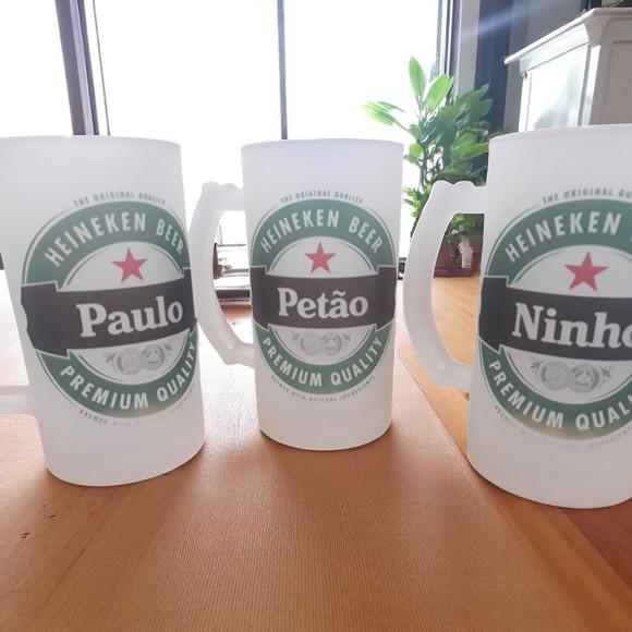 Caneca Jateada de Vidro Personalizada