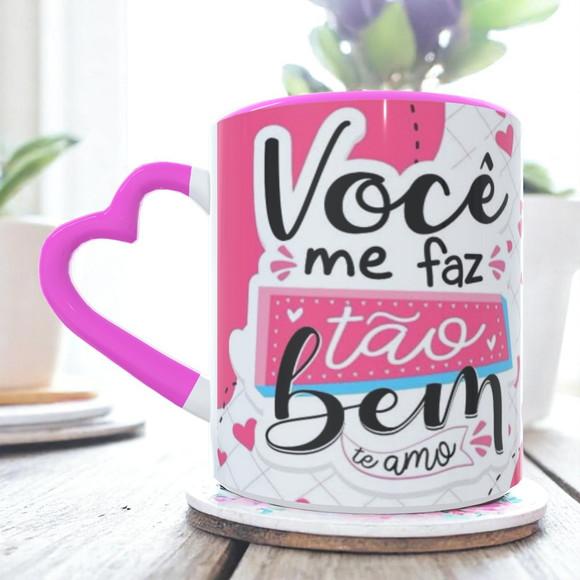 Caneca Love Rosa Dia dos Namorados Personalizada