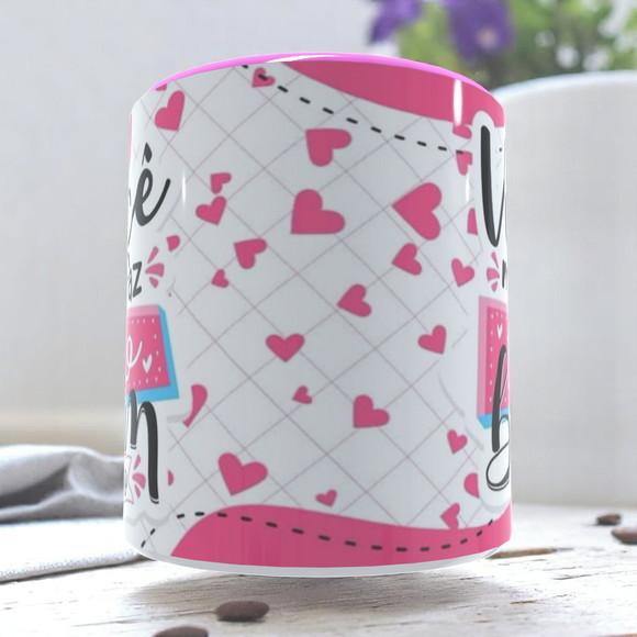 Caneca Love Rosa Dia dos Namorados Personalizada