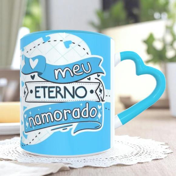 Caneca Love Azul Dia dos Namorados Personalizada