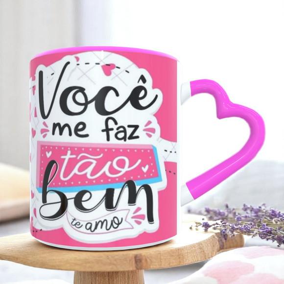 Caneca Love Rosa Dia dos Namorados Personalizada
