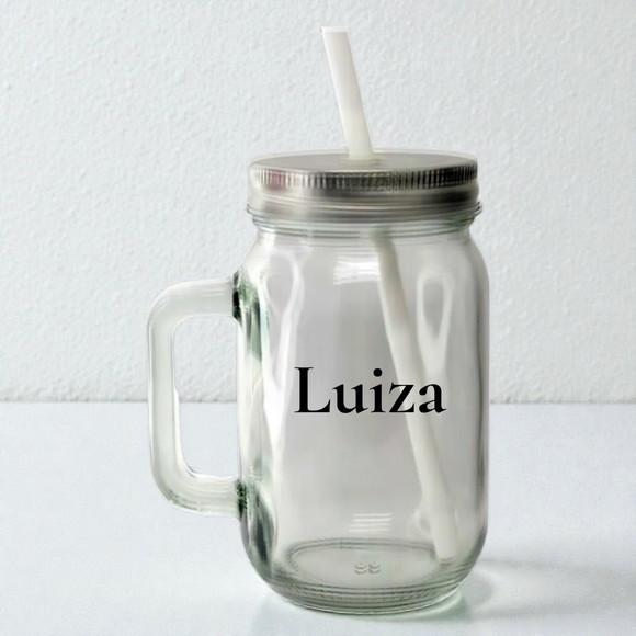 Caneca Mason Jar de Vidro Cristal - 430ml Personalizada