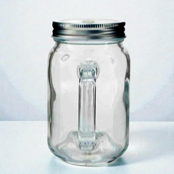 Caneca Mason Jar de Vidro Cristal - 430ml Personalizada