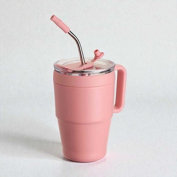 Caneca Térmica Canudo Inox 600ml
