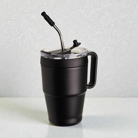Caneca Térmica Canudo Inox 600ml