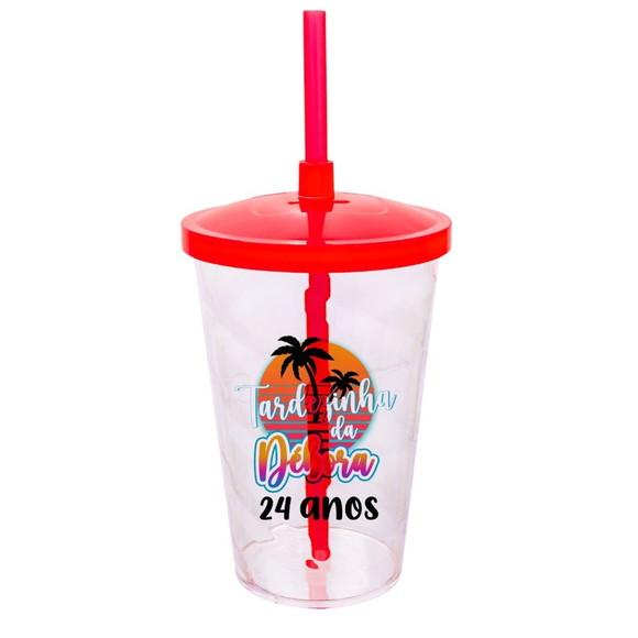 Copo Twister 500ml Personalizado com Tampa e Canudo