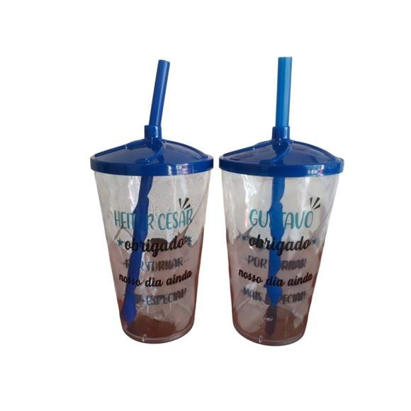 Copo Twister 500ml Personalizado com Tampa e Canudo