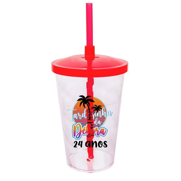 Copo Twister 500ml Personalizado com Tampa e Canudo