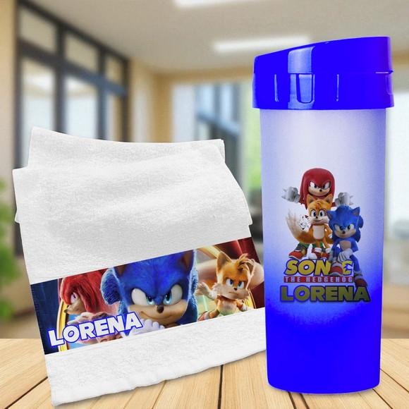 Kit Toalha Lavabinho + Garrafa Eco Degradê Personalizada