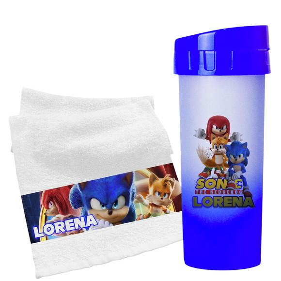 Kit Toalha Lavabinho + Garrafa Eco Degradê Personalizada