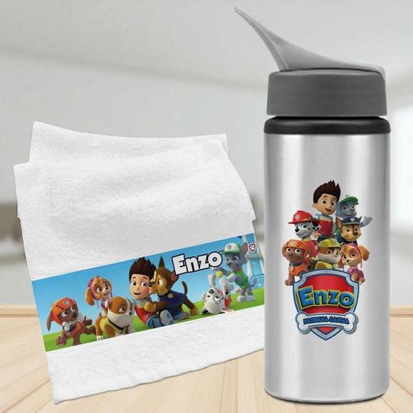 Kit Toalha Lavabinho + Squeeze Alumínio Esportivo Personaliz