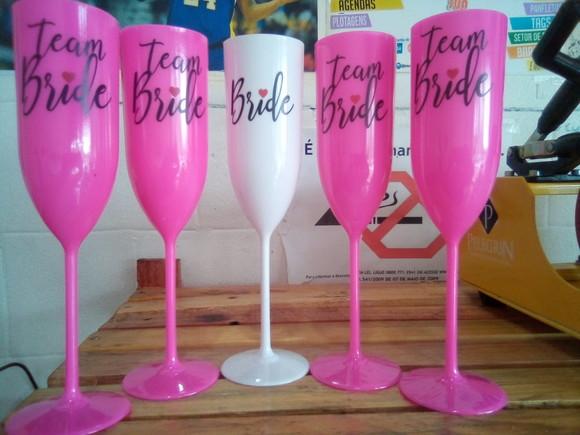 Taça Champanhe Acrílica Time da Noiva - Team Bride