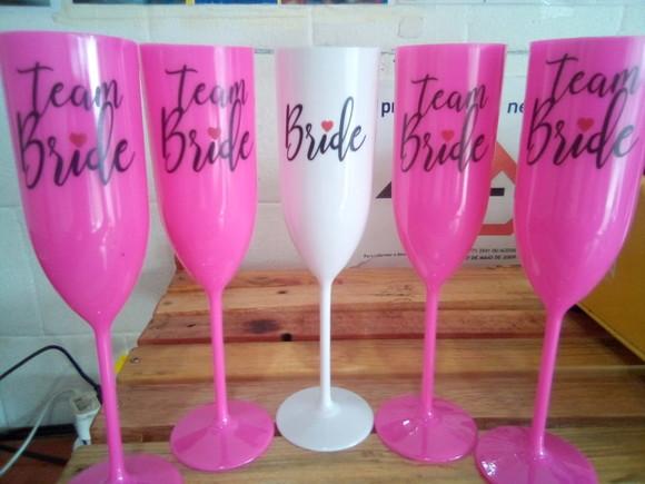 Taça Champanhe Acrílica Time da Noiva - Team Bride