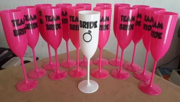 Taça Champanhe Acrílica Time da Noiva - Team Bride