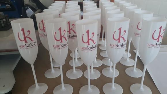Taça de Champagne Acrílica Kit Personalizado