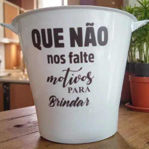 Balde de Gelo Acrílico Branco Personalizado