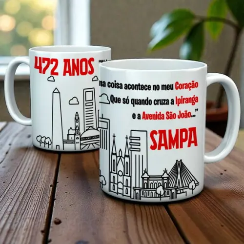Caneca Aniversário de São Paulo 472 Anos Personalizada