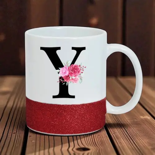 Caneca Base Glitter Vermelha Porcelana Personalizada