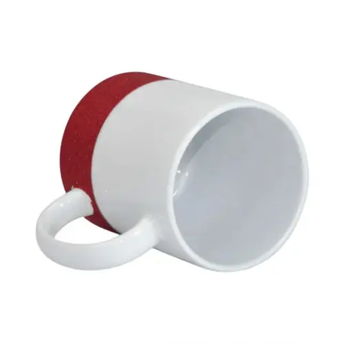 Caneca Base Glitter Vermelha Porcelana Personalizada