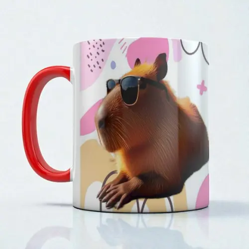 Caneca com Interior e Alça Vermelha Personalizada