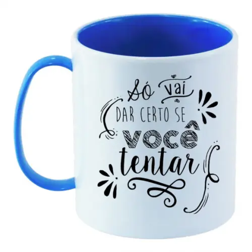 Caneca de Polímero 325ml com Interior e Alça Azul
