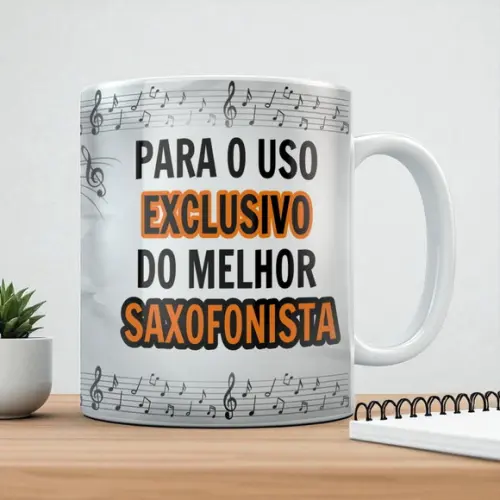 Caneca de Porcelana Saxofonista
