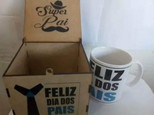 Caneca Dia dos Pais com Caixa mdf