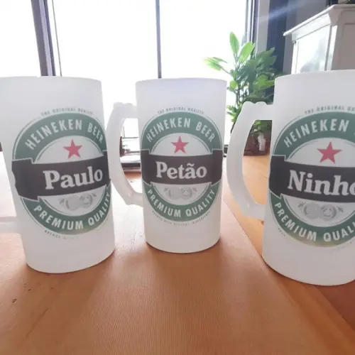 Caneca Jateada de Vidro Personalizada