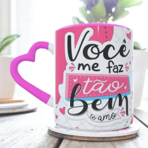 Caneca Love Rosa Dia dos Namorados Personalizada