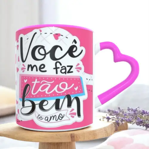 Caneca Love Rosa Dia dos Namorados Personalizada