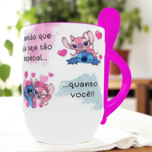 Caneca Mágica Dia dos Namorados com Colher Personalizado