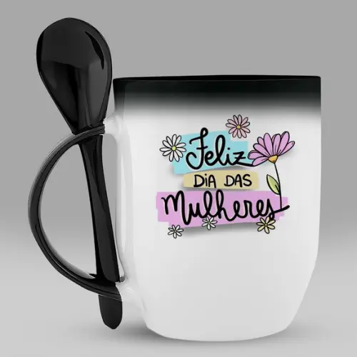 Caneca Mágica Preta Dia das Mulheres Personalizada