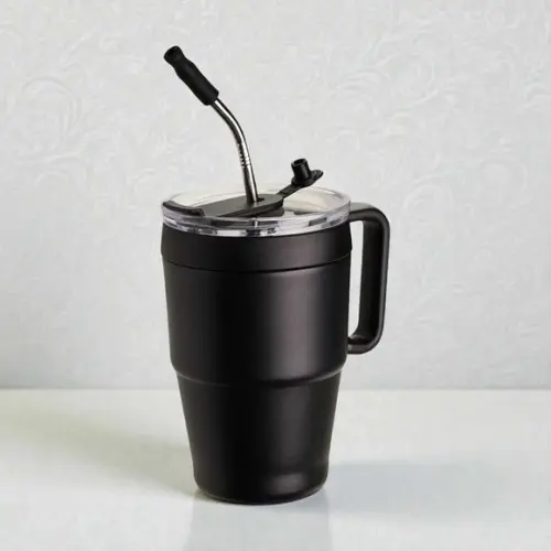 Caneca Térmica Canudo Inox 600ml