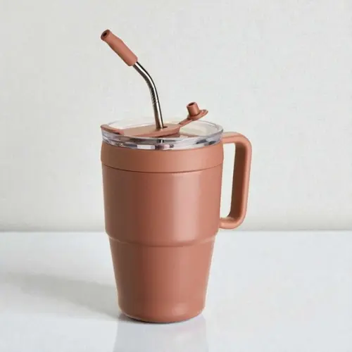 Caneca Térmica Canudo Inox 600ml