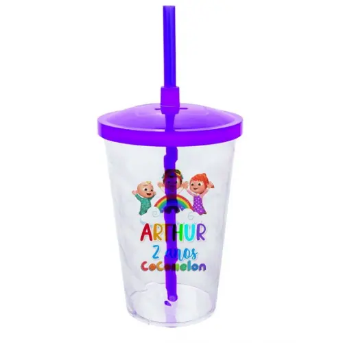 Copo Twister 500ml Personalizado com Tampa e Canudo