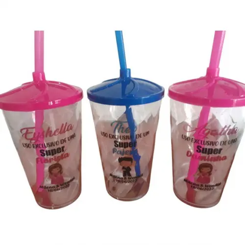 Copo Twister 500ml Personalizado com Tampa e Canudo