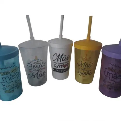 Copo Twister 500ml Personalizado com Tampa e Canudo