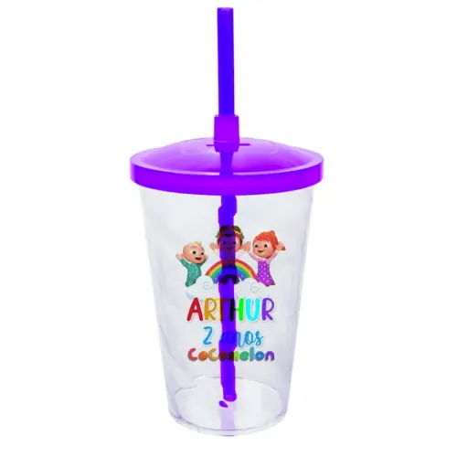 Copo Twister 500ml Personalizado com Tampa e Canudo