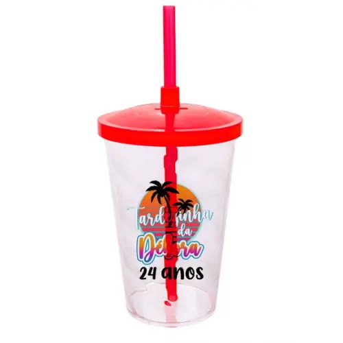 Copo Twister 500ml Personalizado com Tampa e Canudo