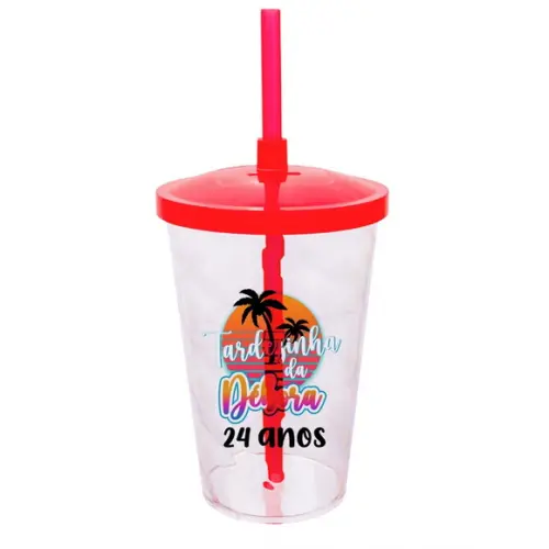 Copo Twister 500ml Personalizado com Tampa e Canudo