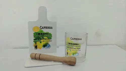 Kit Capirinha com Copo de Vidro Personalizado